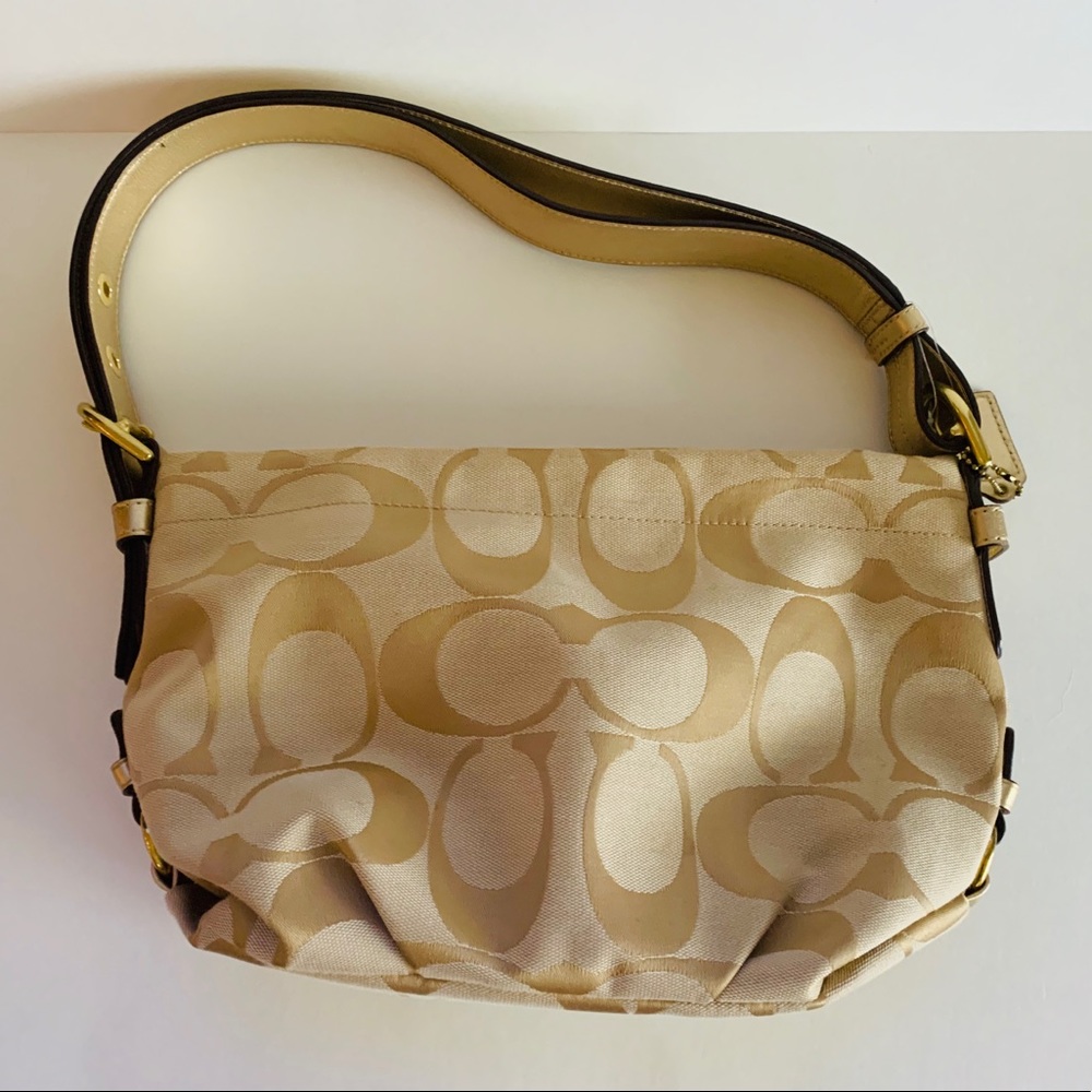 Coach F15068 Gold Jacquard Hobo Purse